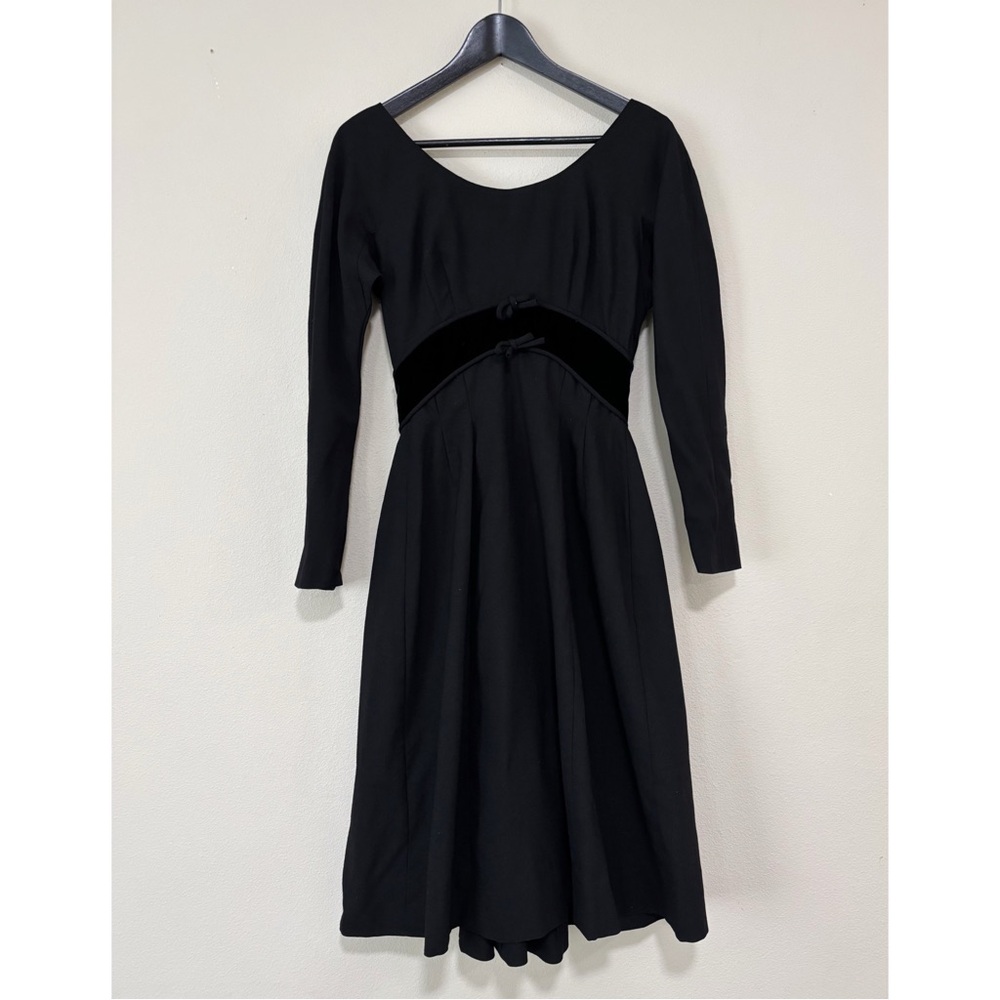 Classic Black Long-Sleeve Midi Dress